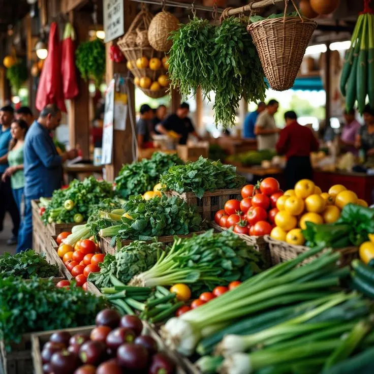 Fresh produce market stall